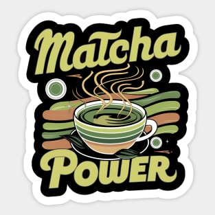 "Matcha Power", Retro Design Sticker